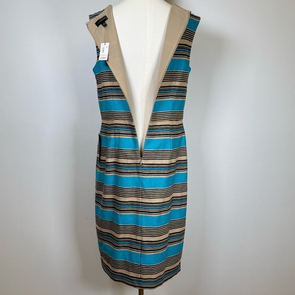 The Limited Blue And Tan Striped Sleeveless Linen Cotton Blend Dress Size 10 - Picture 6 of 12